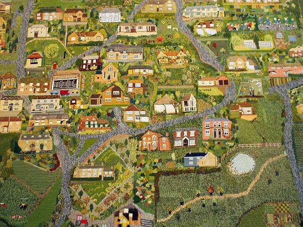 Close up of the Village Tapestry - courtesy of Paul Wing
