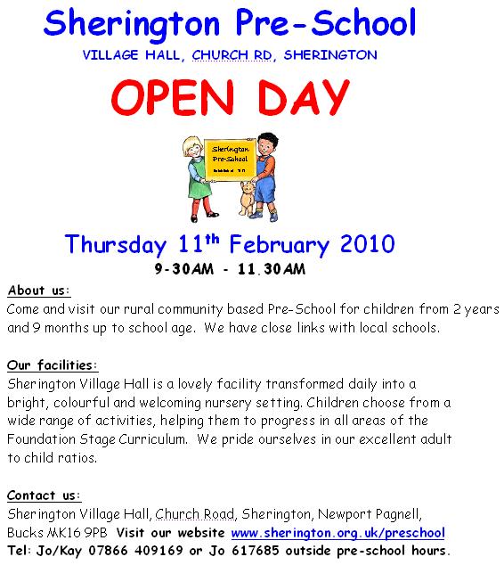 Pre-school Open Day Poster 2010