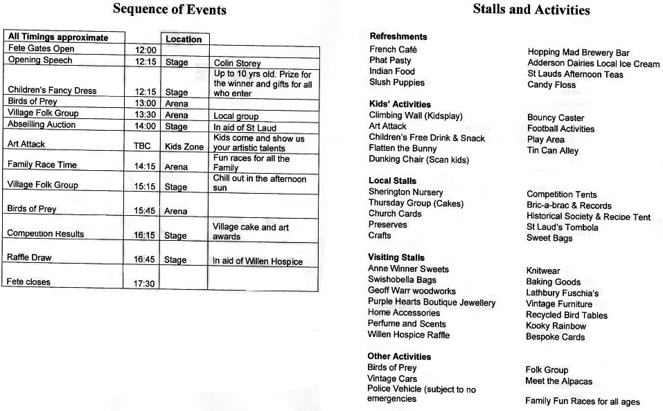 Fete 2013 Programme