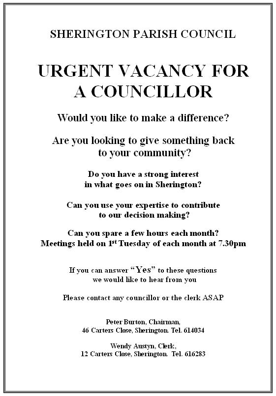 Councillor Vacancy Notice - January 2010